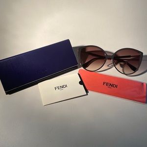 Fendi 60mm Cat Eye Sunglasses Gold Brown BRAND NEW Authentic receipt in picture